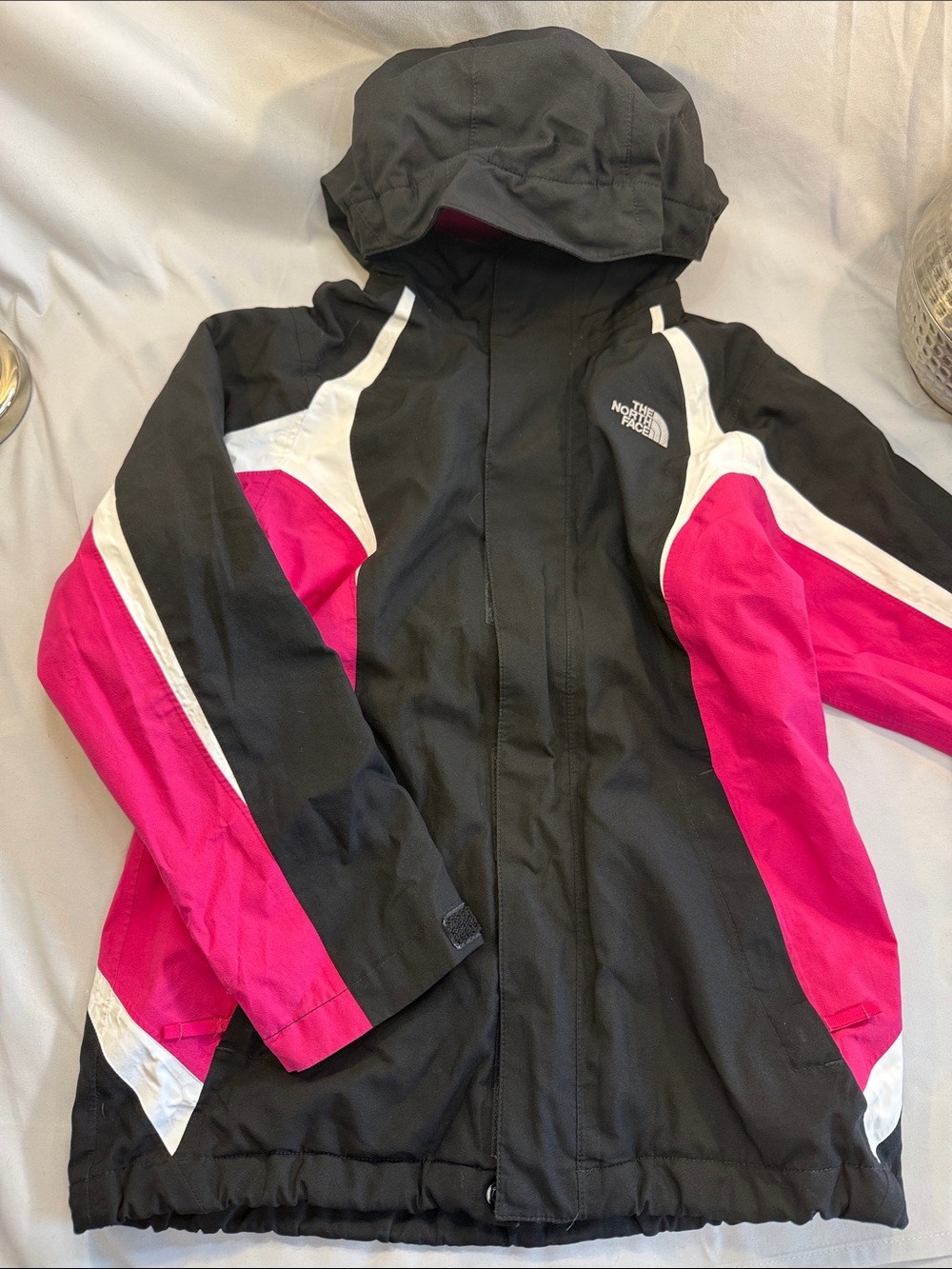The North Face Black & Hot Pink Hooded Kids Raincoat